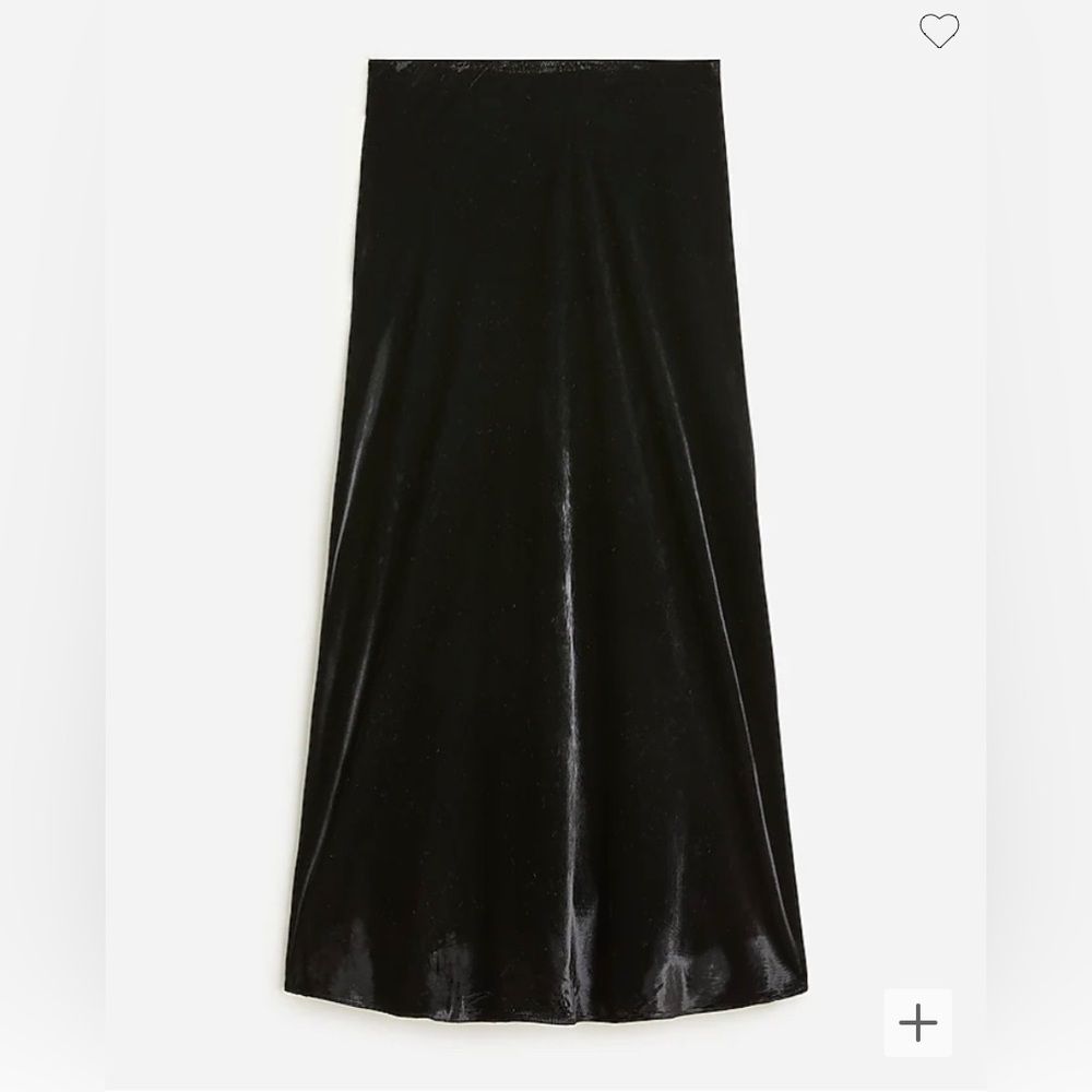 J Crew 🖤 Gwyneth Black Crushed Velvet 90s Midi Slip Skirt NWT